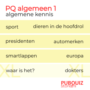 Algemene kennis pubquiz rondethema's